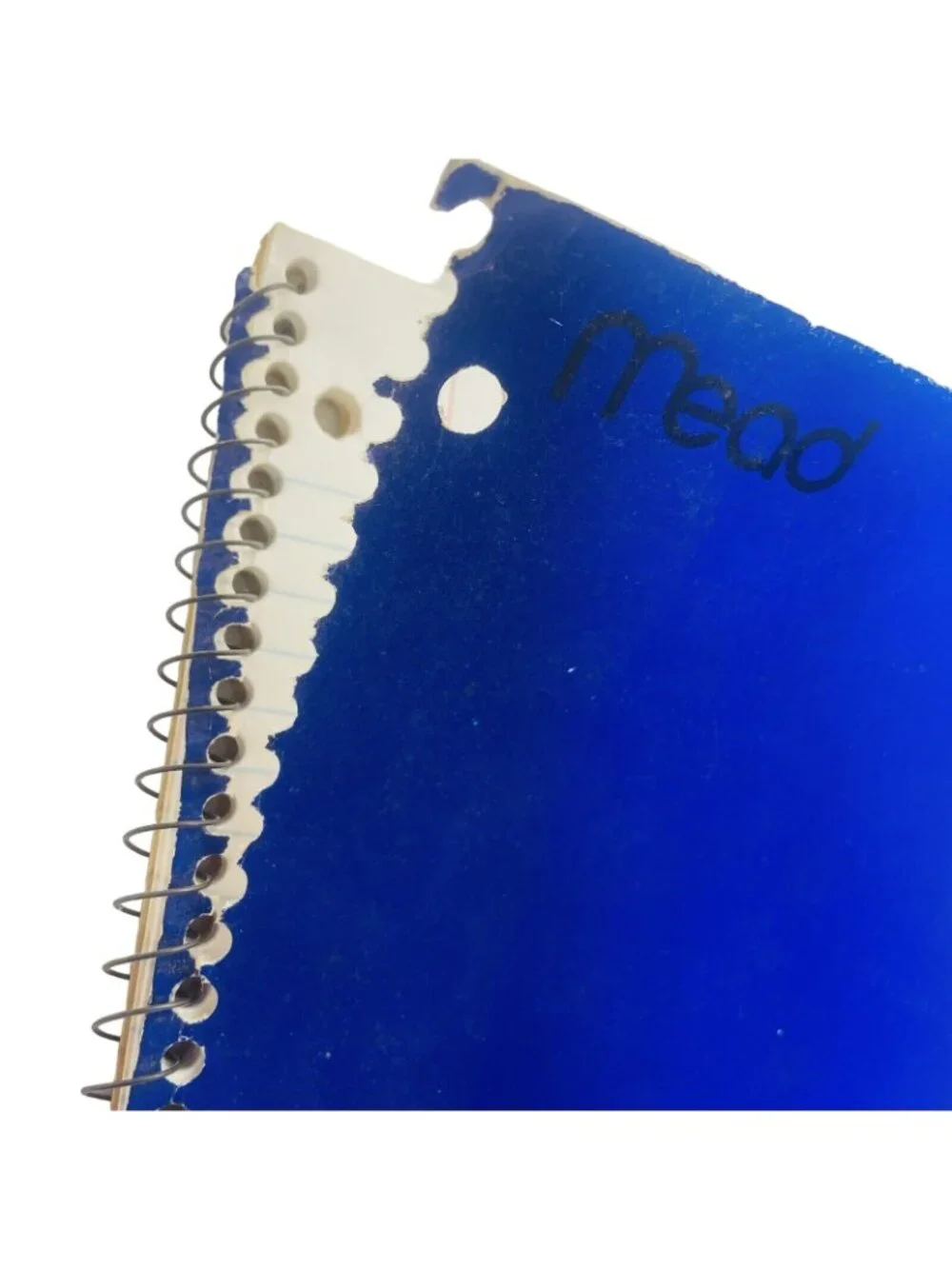 Mead Unicorn Vintage Very Worn Blue Spiral Paper Notebook Wide Ruled
